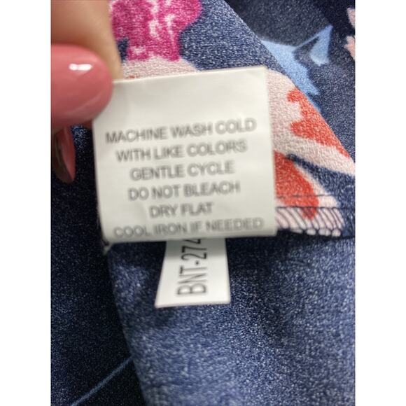 Mudpie Jumpsuit Womens Small Blue Pink Tropical Romper Shorts Pockets Summer - Picture 5 of 10